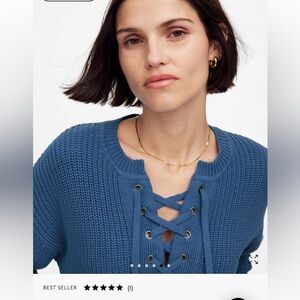 COPY - COPY - J. Crew Women's Blue Garment-washed Lace Up Sweater AM749 Women's…